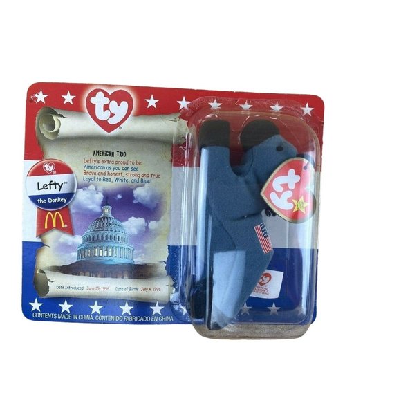 Lefty the Donkey TY Beanie Babies 1996 McDonald's Unopened Rare Error NIB - Picture 1 of 3